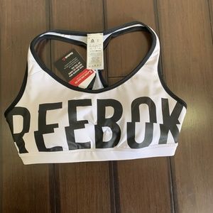 Reebok Hero Black and white Racerback Sports Bra